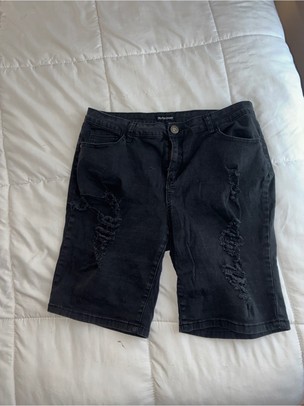 Silver Jeans Black Distressed Denim Jean Shorts